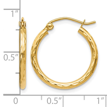 14K Yellow Gold D/C Hinged Hoop Earrings
