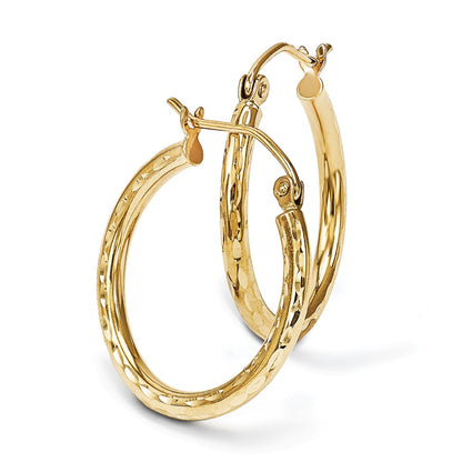14K Yellow Gold D/C Hinged Hoop Earrings
