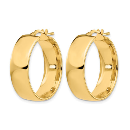 14K Yellow Gold 8mm High Polished Hoop Earrings