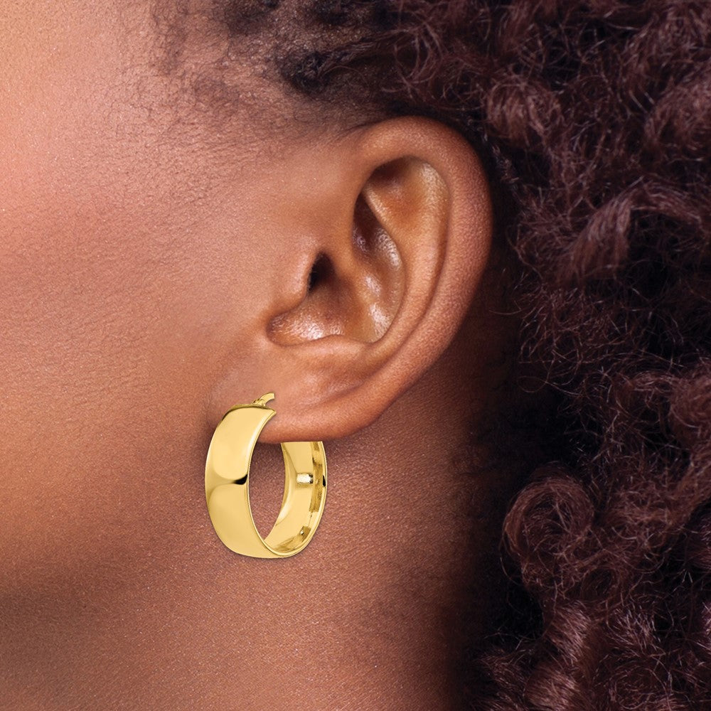 14K Yellow Gold 8mm High Polished Hoop Earrings
