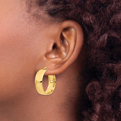14K Yellow Gold 8mm High Polished Hoop Earrings