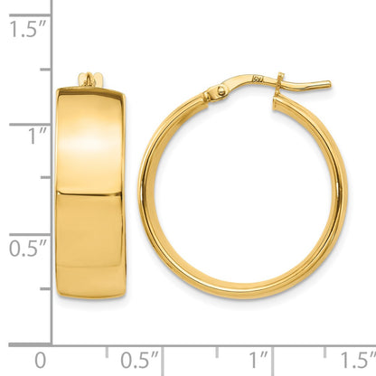 14K Yellow Gold 8mm High Polished Hoop Earrings