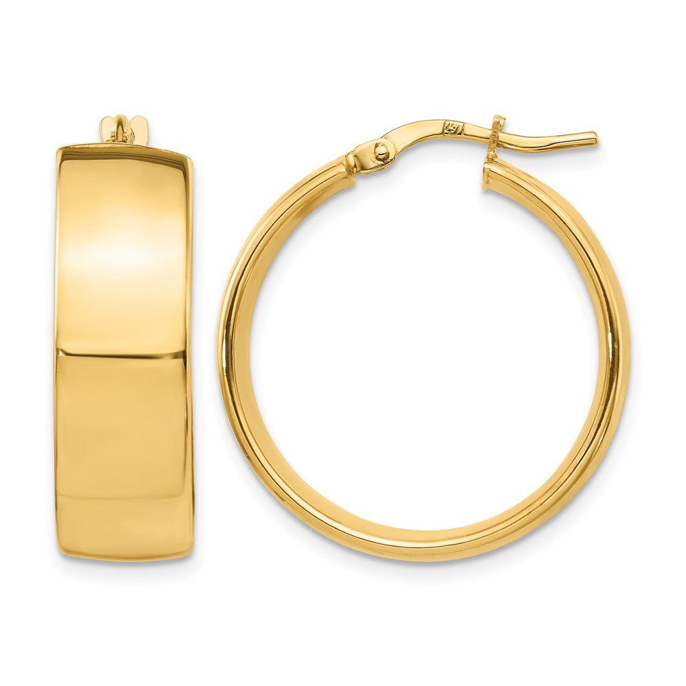 14K Yellow Gold 8mm High Polished Hoop Earrings