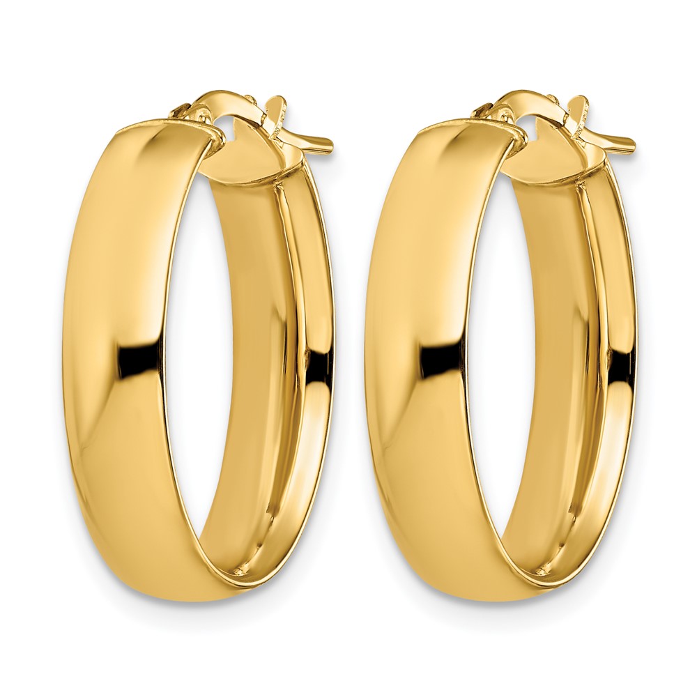 14K Yellow Gold 6mm High Polished Oval Hoop Earrings