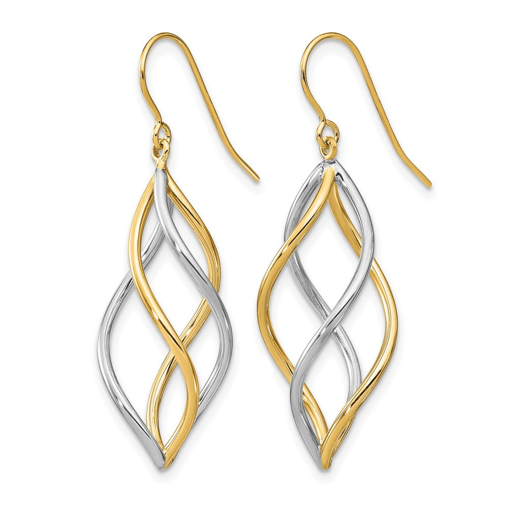14K Two Tone Polished Dangle Earrings