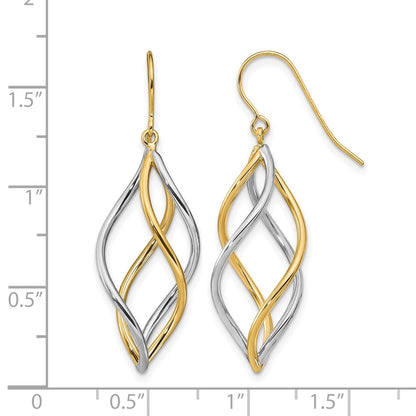 14K Two Tone Polished Dangle Earrings