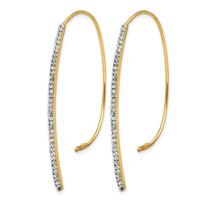 14K Yellow Gold Polished Crystal Threader Earrings