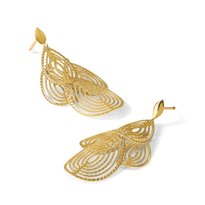 14K Yellow Gold Polished D/C Post Dangle Earrings