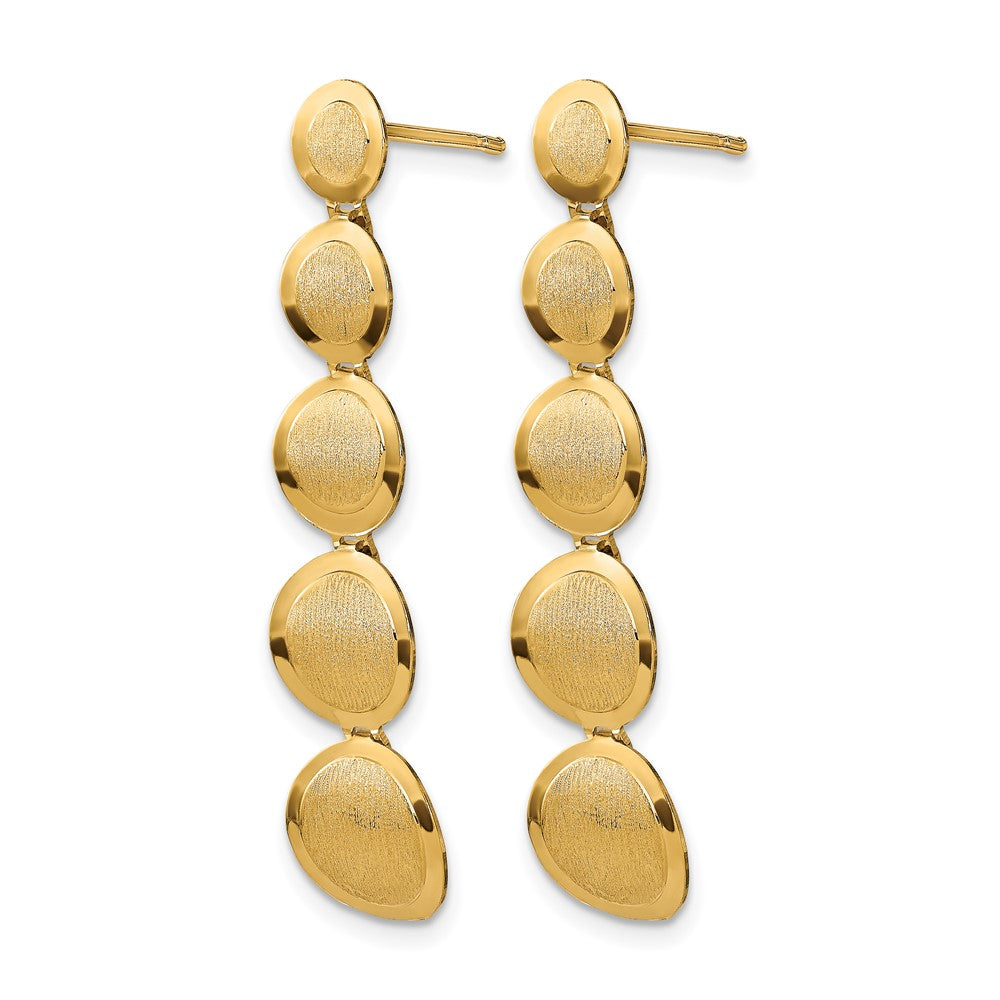 14K Yellow Gold Polished And Brushed Post Dangle Earrings