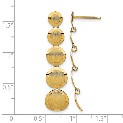 14K Yellow Gold Polished And Brushed Post Dangle Earrings