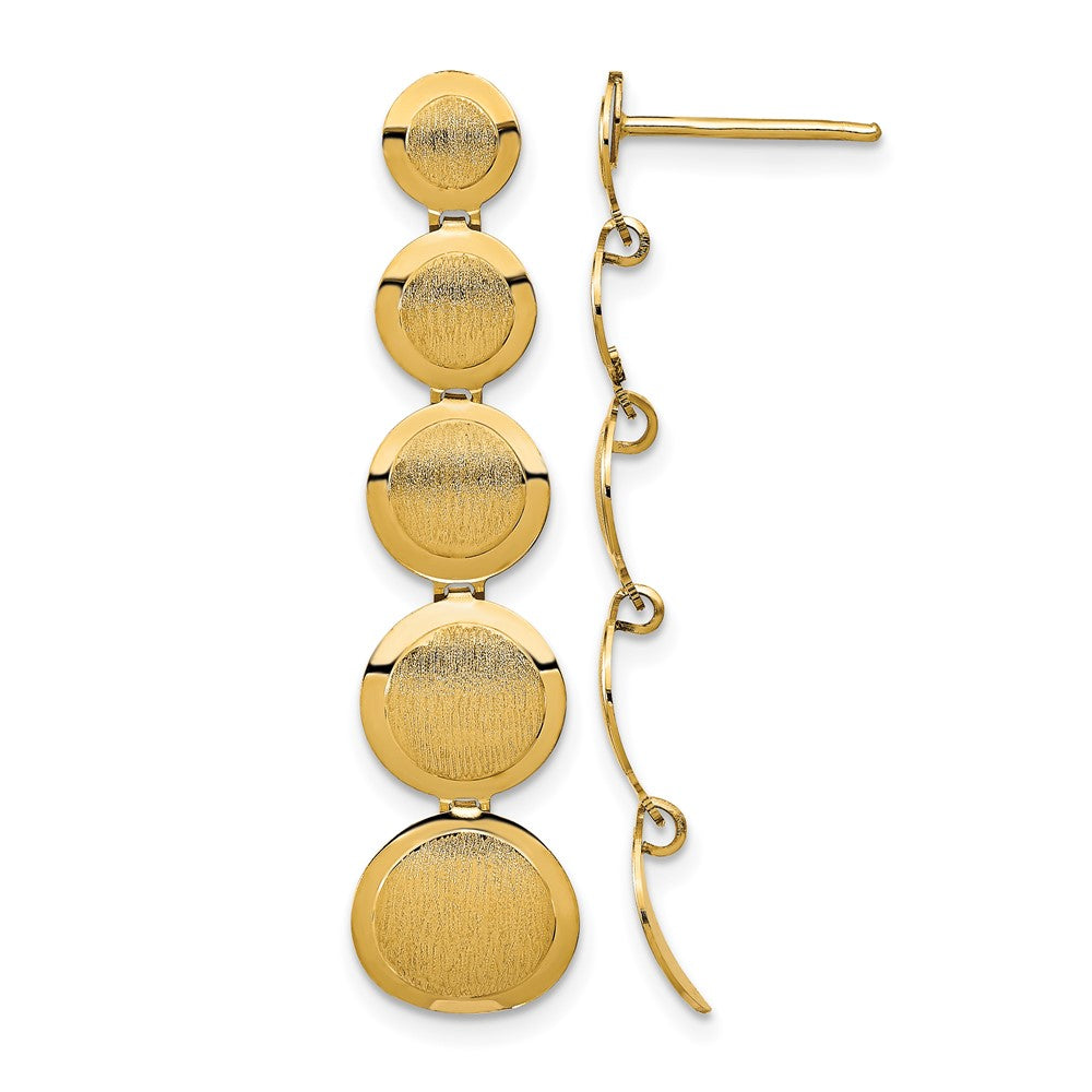 14K Yellow Gold Polished And Brushed Post Dangle Earrings