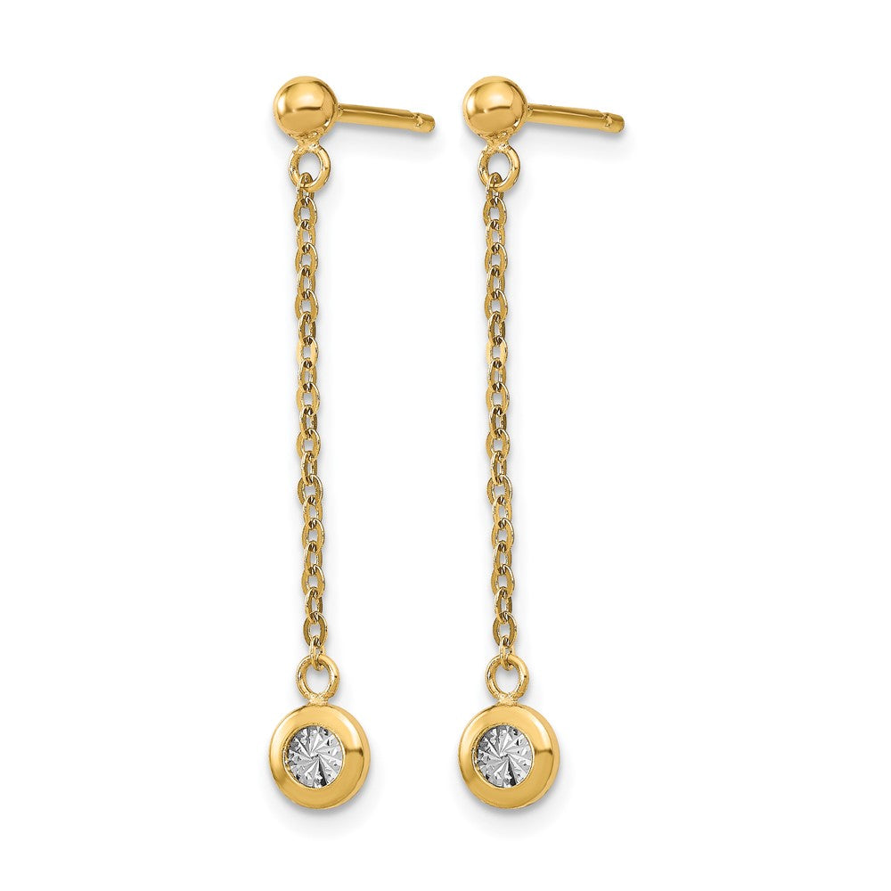 14K Two Tone Polished D/C Post Dangle Earrings