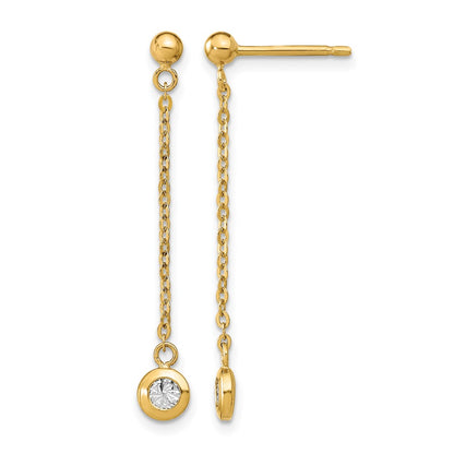 14K Two Tone Polished D/C Post Dangle Earrings