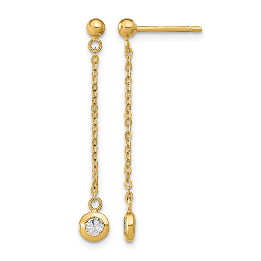 14K Two Tone Polished D/C Post Dangle Earrings