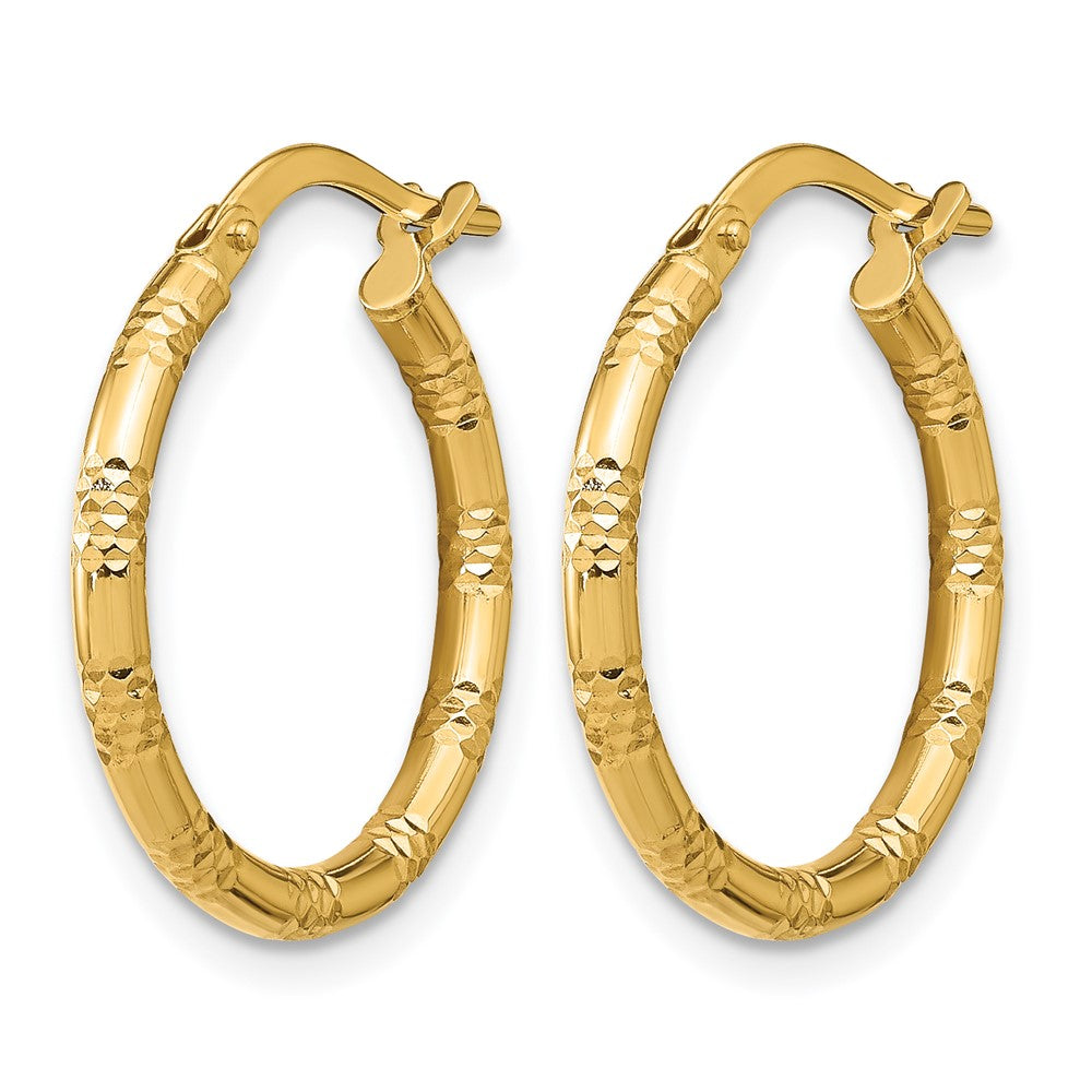 14K Yellow Gold 2mm Polished D/C Hoop Earrings