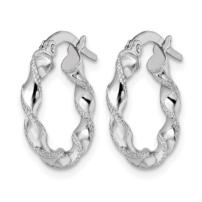 14K White Gold Twisted Hoop Earrings