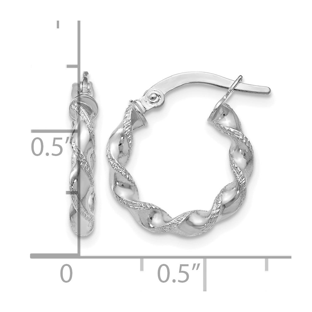 14K White Gold Twisted Hoop Earrings