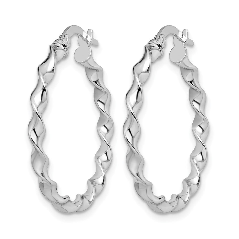 14K White Gold Twisted Hoop Earrings