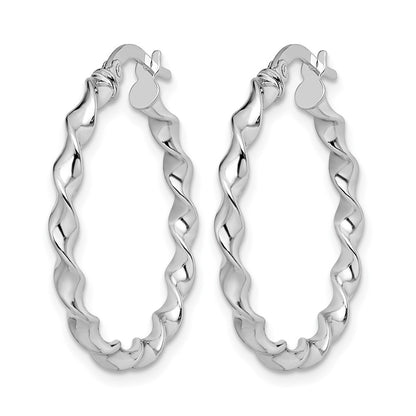 14K White Gold Twisted Hoop Earrings