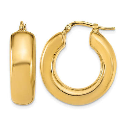 14K Yellow Gold Polished Hoop Earrings