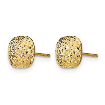 14K Yellow Gold Polished D/C Button Post Earrings