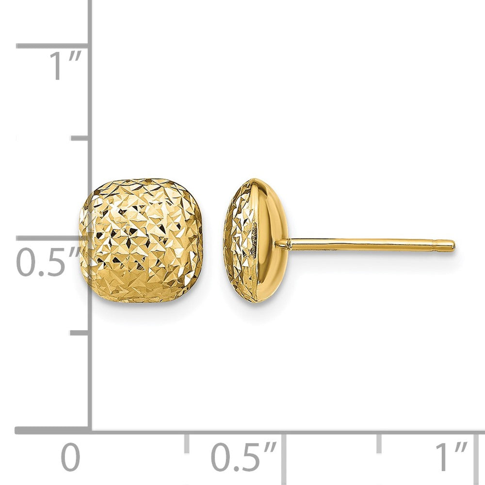 14K Yellow Gold Polished D/C Button Post Earrings