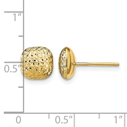 14K Yellow Gold Polished D/C Button Post Earrings