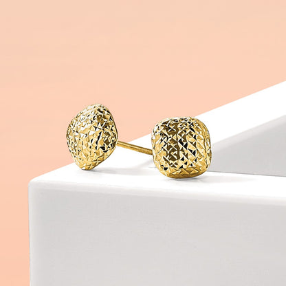 14K Yellow Gold Polished D/C Button Post Earrings