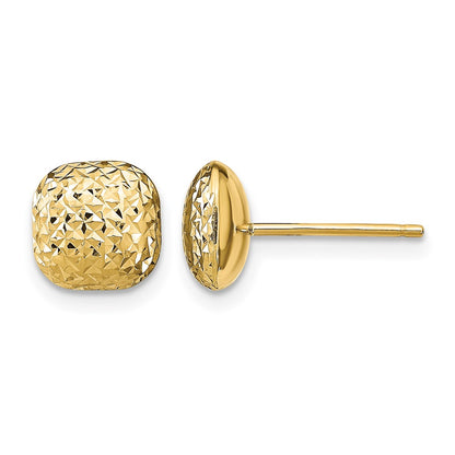14K Yellow Gold Polished D/C Button Post Earrings