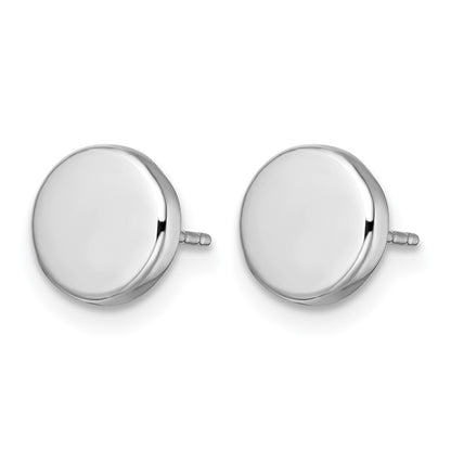 14K White Gold Polished Button Post Earrings