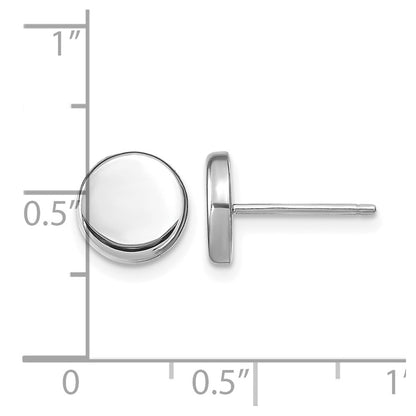 14K White Gold Polished Button Post Earrings