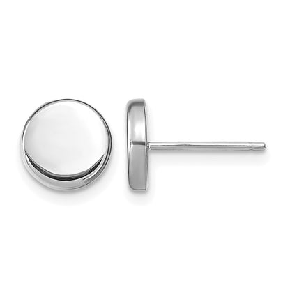 14K White Gold Polished Button Post Earrings