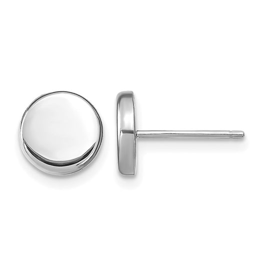 14K White Gold Polished Button Post Earrings