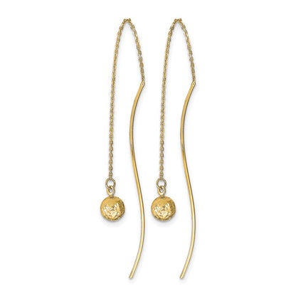 14K Yellow Gold Polished D/C Threader Earrings