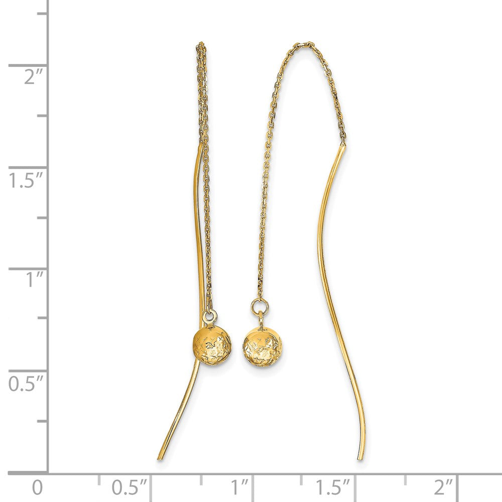 14K Yellow Gold Polished D/C Threader Earrings