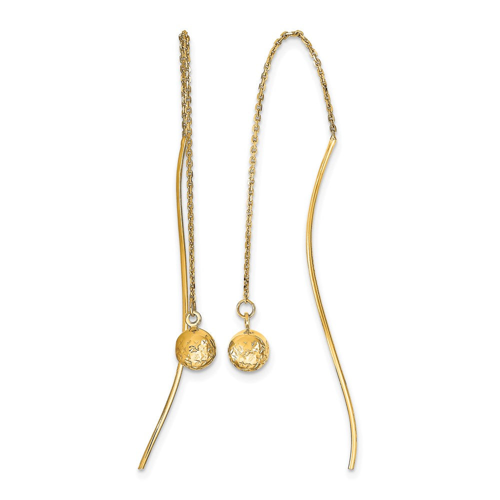 14K Yellow Gold Polished D/C Threader Earrings