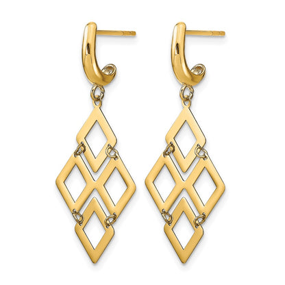 14K Yellow Gold Polished Post Dangle Earrings