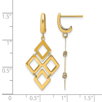 14K Yellow Gold Polished Post Dangle Earrings