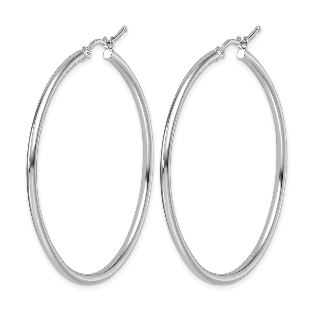 14K White Gold Polished 2mm Hoop Earrings
