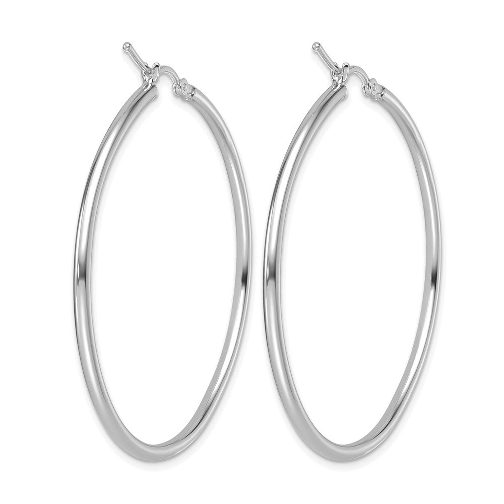 14K White Gold Polished 2mm Hoop Earrings