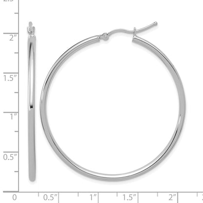 14K White Gold Polished 2mm Hoop Earrings