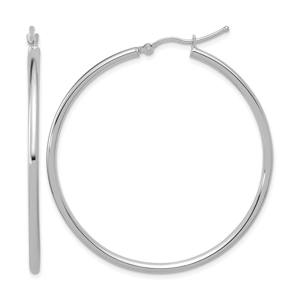 14K White Gold Polished 2mm Hoop Earrings
