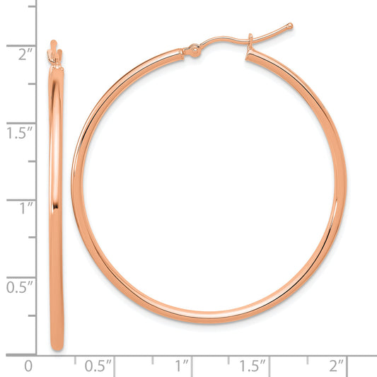 14K Rose Gold Polished 2X45mm Hoop Earrings