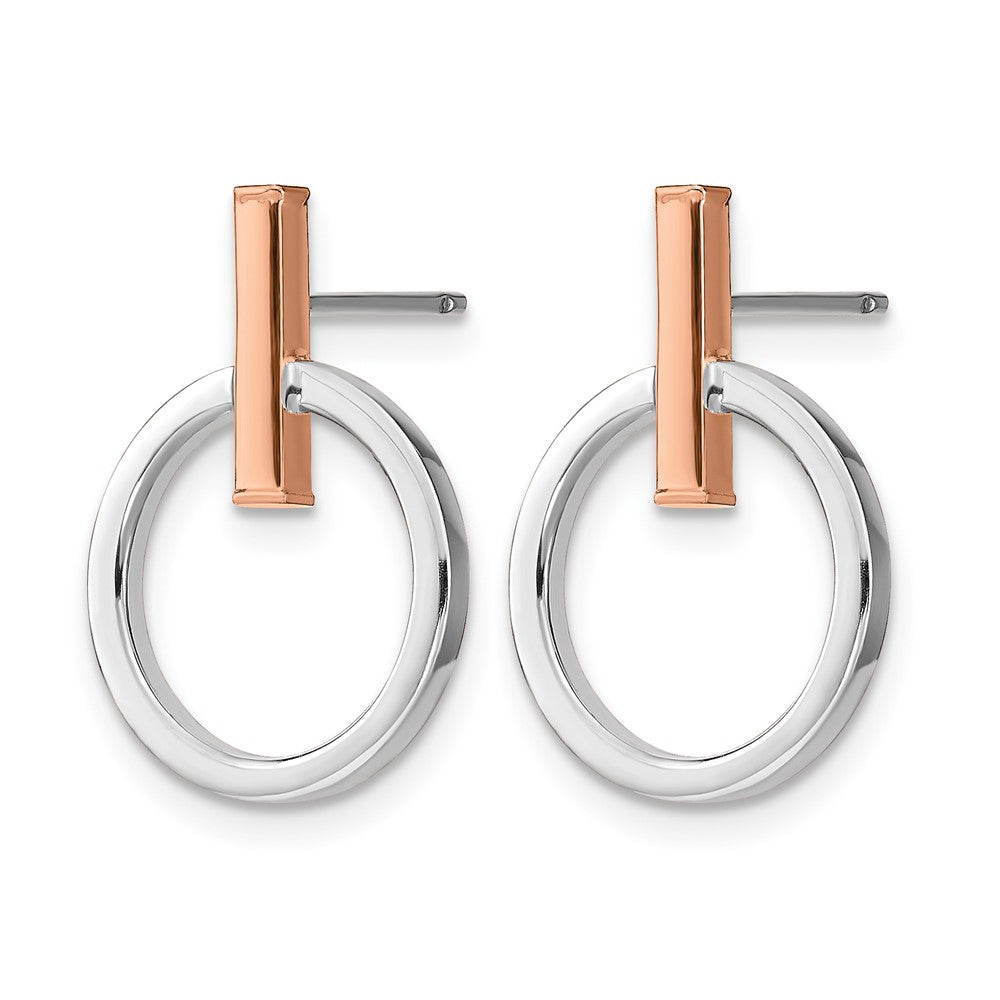 14K Yellow & Rhodium With White And Rose Gold Plating Polished Post Dangle Earrings