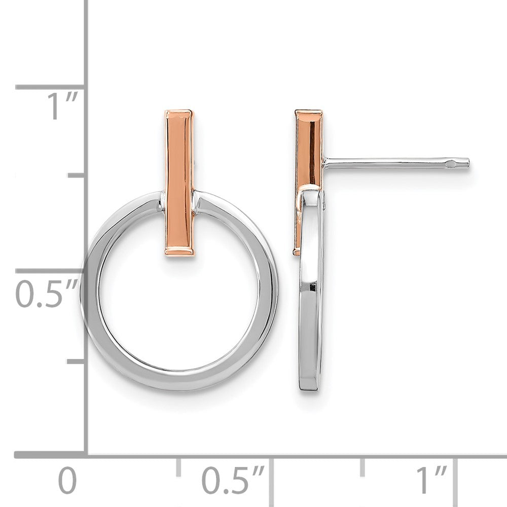 14K Yellow & Rhodium With White And Rose Gold Plating Polished Post Dangle Earrings