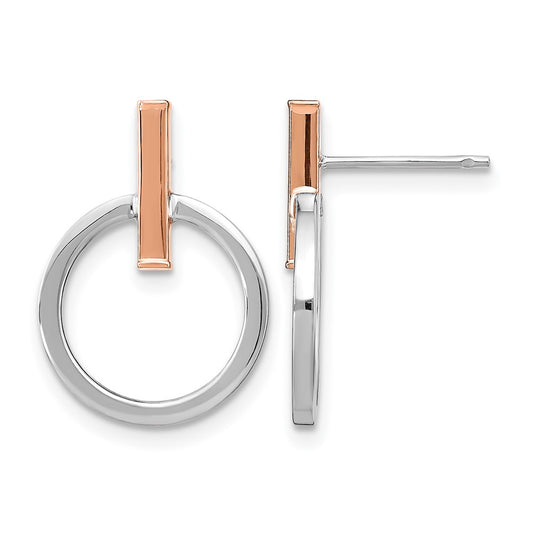 14K Yellow & Rhodium With White And Rose Gold Plating Polished Post Dangle Earrings