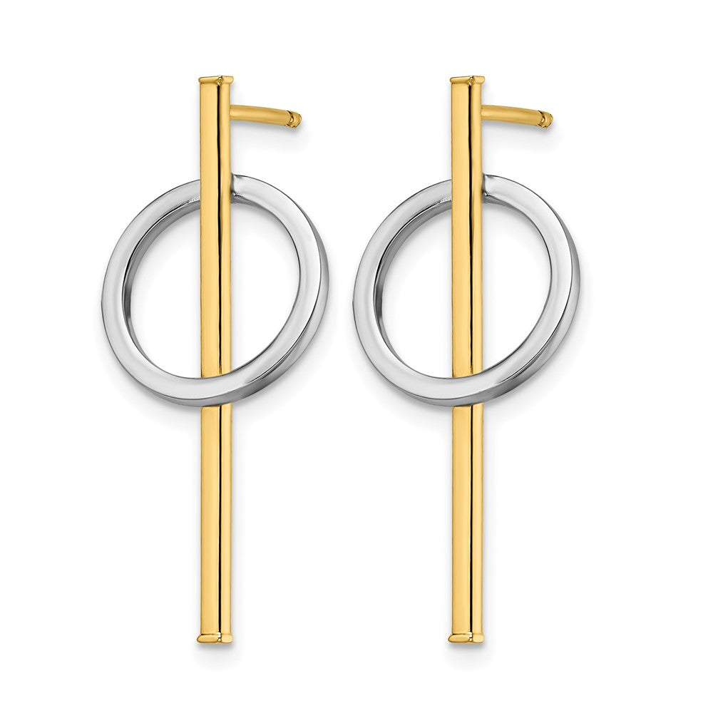 14K Yellow & Rhodium With Post Dangle Earrings