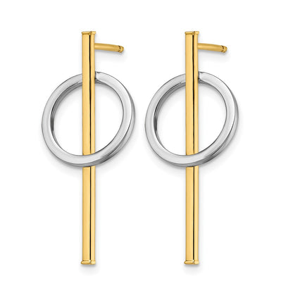 14K Yellow & Rhodium With Post Dangle Earrings