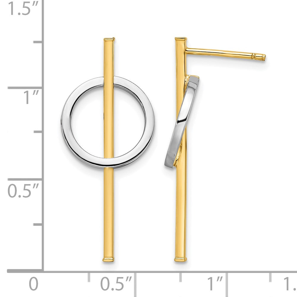 14K Yellow & Rhodium With Post Dangle Earrings