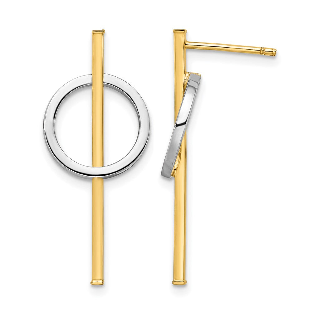 14K Yellow & Rhodium With Post Dangle Earrings
